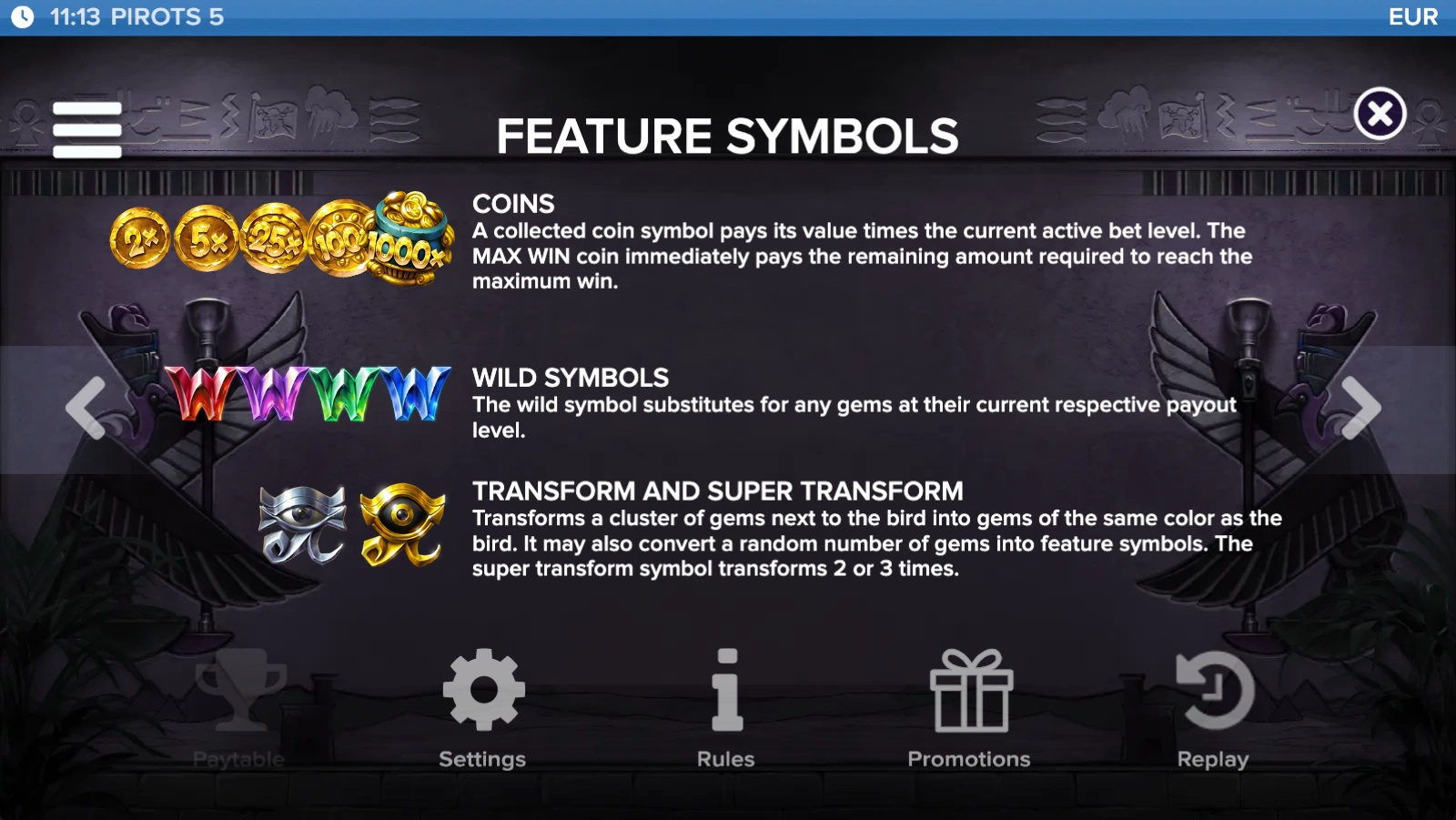 Pirots 5 feature symbols