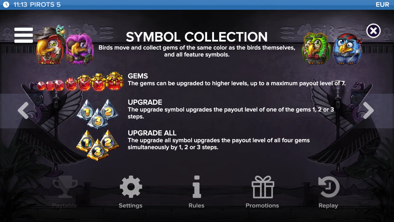Pirots 5 symbol collection
